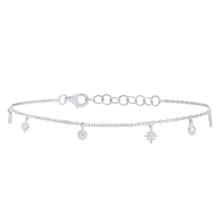 0.15ct 14k White Gold Diamond Star Bracelet