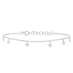 0.15ct 14k White Gold Diamond Star Bracelet