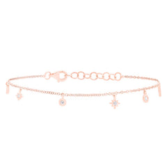 0.15ct 14k Rose Gold Diamond Star Bracelet