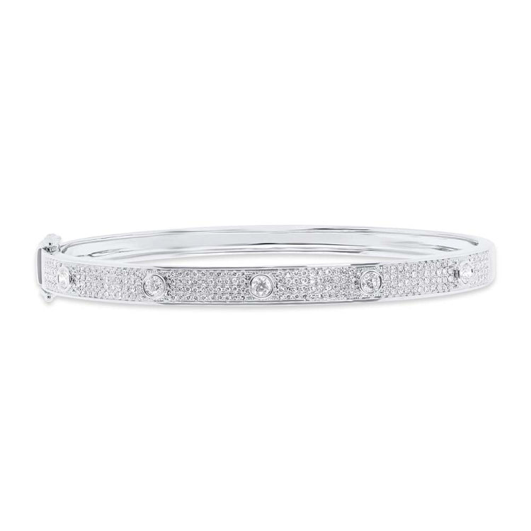 0.97ct 14k White Gold Diamond Pave Bracelet