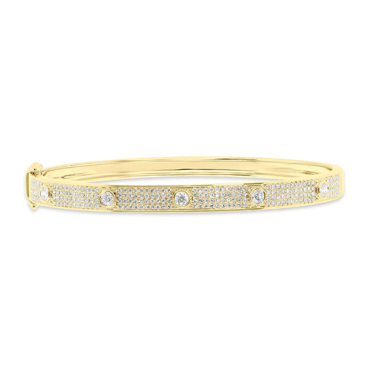 0.97ct 14k Yellow Gold Diamond Pave Bracelet