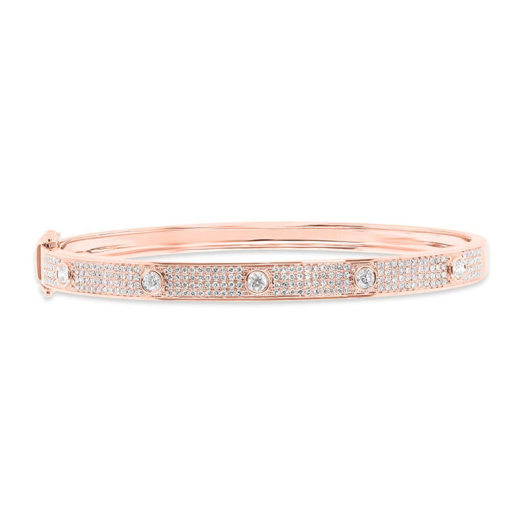 0.97ct 14k Rose Gold Diamond Pave Bracelet