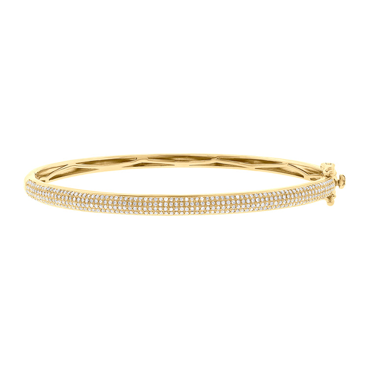 0.71ct 14k Yellow Gold Diamond Pave Bangle