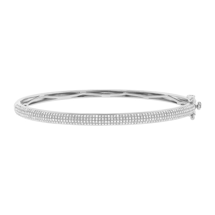 0.71ct 14k White Gold Diamond Pave Bangle