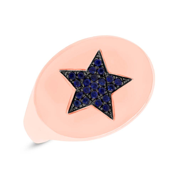 0.19ct 14k Rose Gold Blue Sapphire Star Lady's Ring Size 3.5