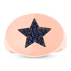 0.19ct 14k Rose Gold Blue Sapphire Star Lady's Ring Size 3.5