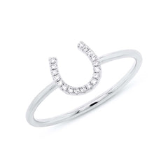 0.06ct 14k White Gold Diamond Horseshoe Ring