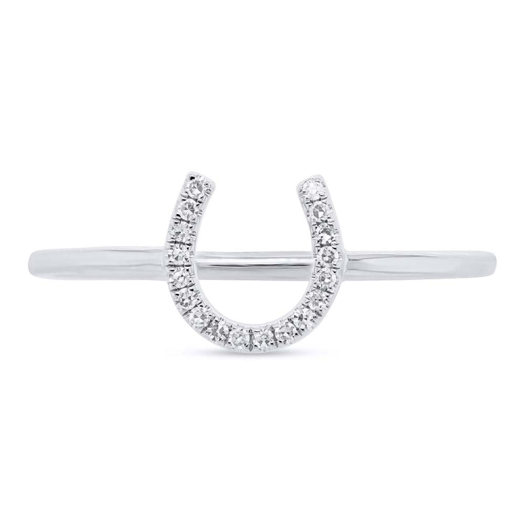 0.06ct 14k White Gold Diamond Horseshoe Ring