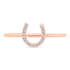 0.06ct 14k Rose Gold Diamond Horseshoe Ring