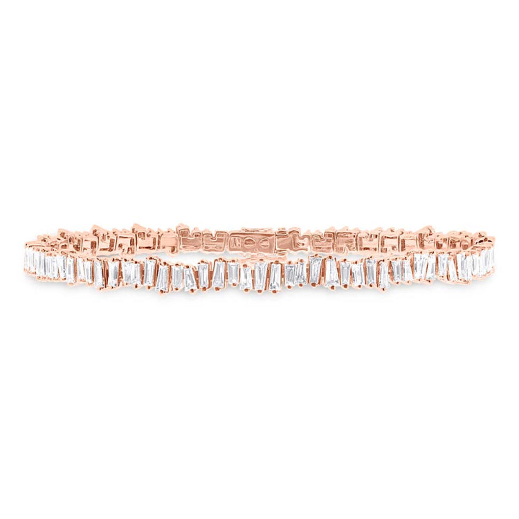 2.89ct 14k Rose Gold Diamond Baguette Bangle
