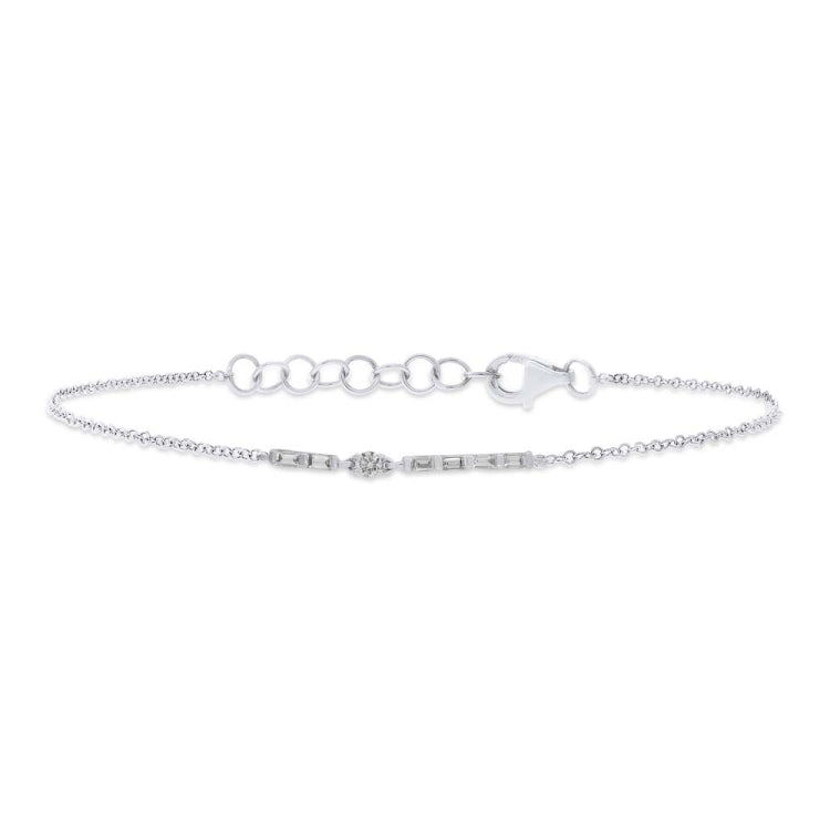 0.19ct 14k White Gold Diamond Baguette Bracelet