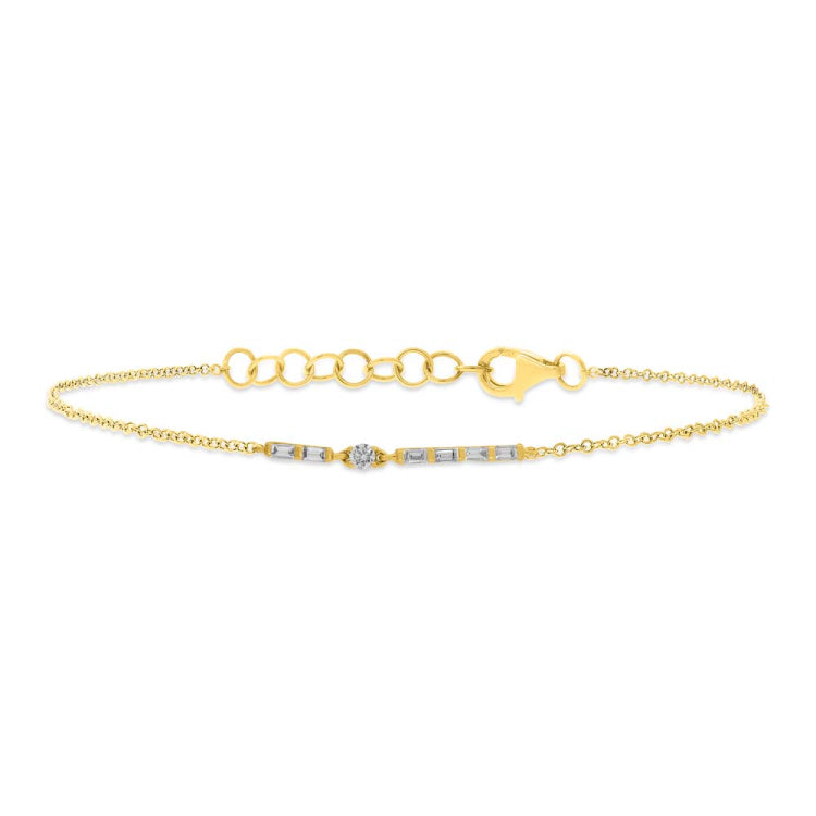 0.19ct 14k Yellow Gold Diamond Baguette Bracelet