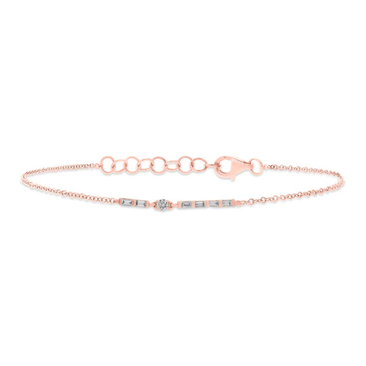 0.19ct 14k Rose Gold Diamond Baguette Bracelet