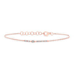0.19ct 14k Rose Gold Diamond Baguette Bracelet