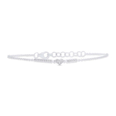 0.08ct 14k White Gold Diamond Heart Bracelet