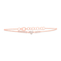 0.08ct 14k Rose Gold Diamond Heart Bracelet