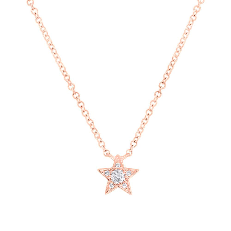 0.06ct Rose White Gold Diamond Star Pendant