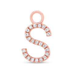 0.06ct 14k Rose Gold Diamond "S" Hoop Charm