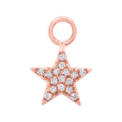 0.04ct 14k Rose Gold Diamond Pave Star Hoop Charm
