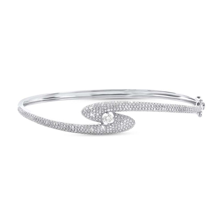 1.17ct 14k White Gold Diamond Pave Lady's Bangle