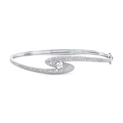 1.17ct 14k White Gold Diamond Pave Lady's Bangle