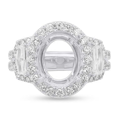 2.13ct 18k White Gold Diamond Semi-mount Ring for 12x10mm Center