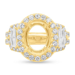 2.13ct 18k Yellow Gold Diamond Semi-mount Ring for 12x10mm Center
