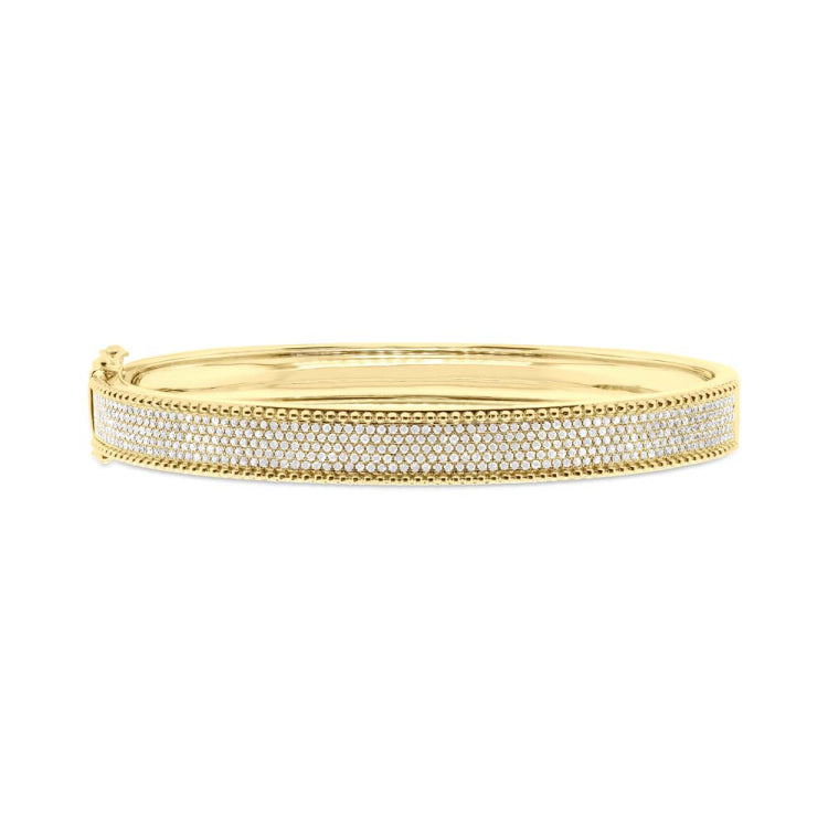 1.00ct 14k Yellow Gold Diamond Pave Bangle