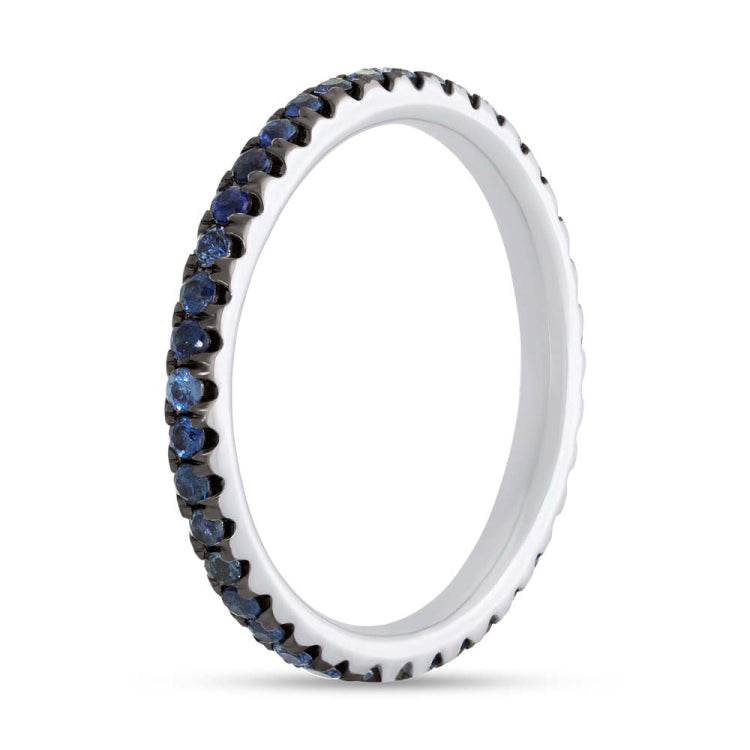 0.71ct 14k White Gold Blue Sapphire Eternity Band