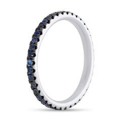0.71ct 14k White Gold Blue Sapphire Eternity Band