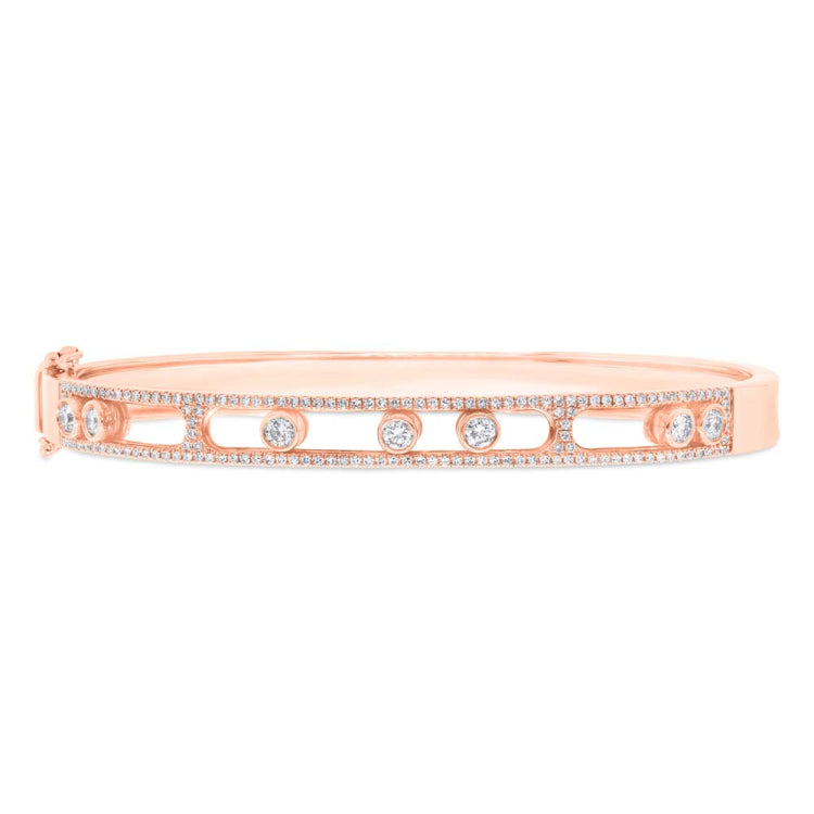 0.80ct 14k Rose Gold Diamond Slider Bangle
