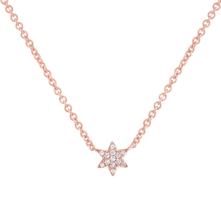 0.03ct 14k Rose Gold Diamond Star of David Necklace