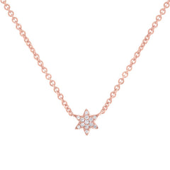 0.03ct 14k Rose Gold Diamond Star of David Necklace