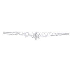 0.03ct 14k White Gold Diamond Star of David Bracelet