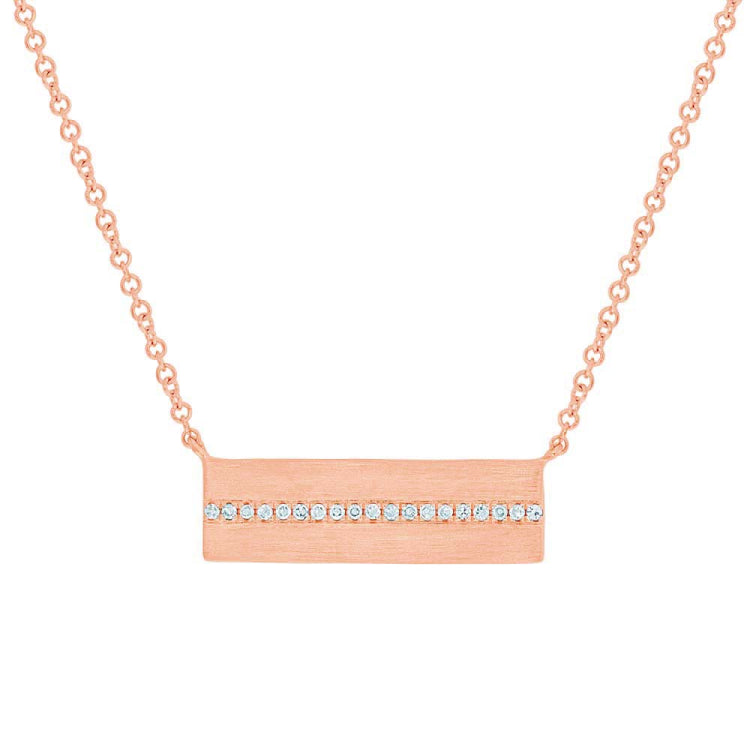 0.06ct 14k Rose Gold Diamond Bar Pendant