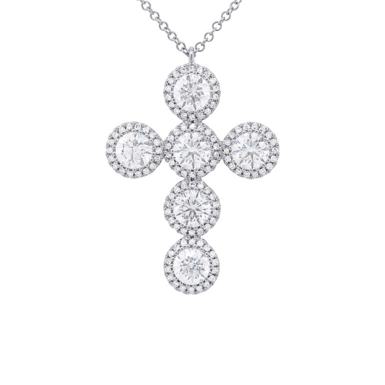 2.46ct 14k White Gold Diamond Cross Necklace