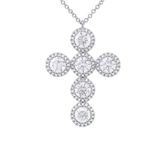 2.46ct 14k White Gold Diamond Cross Necklace