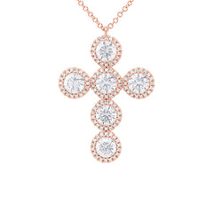 2.46ct 14k Rose Gold Diamond Cross Necklace