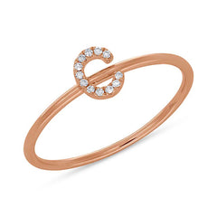 0.04ct 14k Rose Gold Diamond Lady's Ring - Letter C