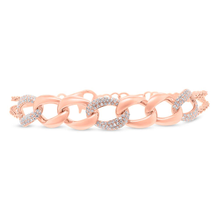 0.57ct 14k Rose Gold Diamond Pave Chain Bracelet
