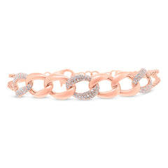 0.57ct 14k Rose Gold Diamond Pave Chain Bracelet