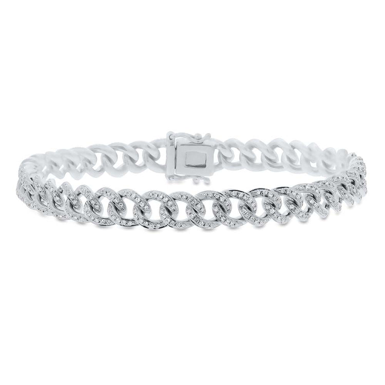 0.83ct 14k White Gold Diamond Pave Chain Bracelet