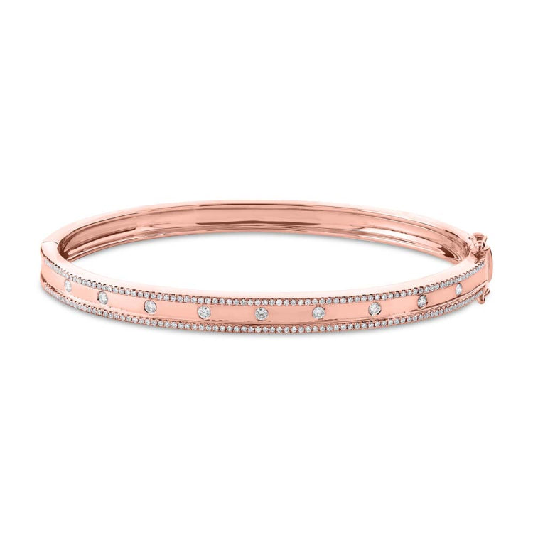 0.62ct 14k Rose Gold Diamond Bangle