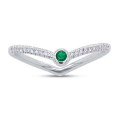 0.06ct Diamond & 0.04ct Emerald 14k White Gold Lady's Ring Size 5.5