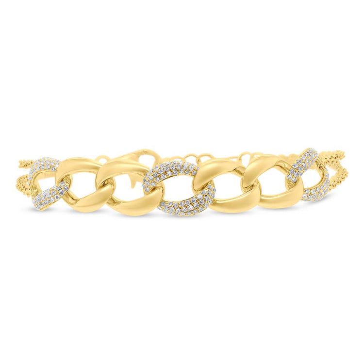 0.57ct 14k Yellow Gold Diamond Pave Chain Bracelet