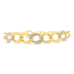 0.57ct 14k Yellow Gold Diamond Pave Chain Bracelet