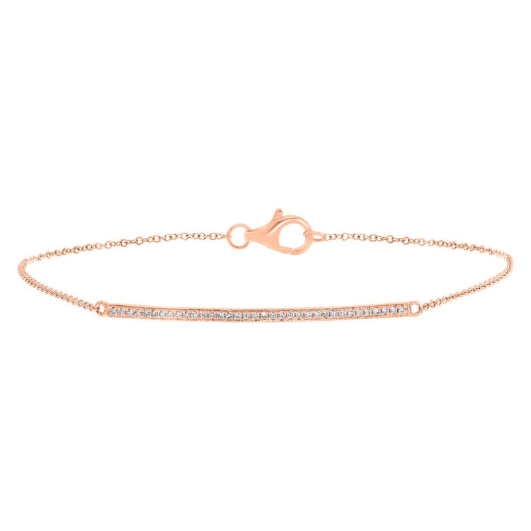 0.10ct 14k Rose Gold Diamond Bar Bracelet