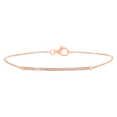 0.10ct 14k Rose Gold Diamond Bar Bracelet