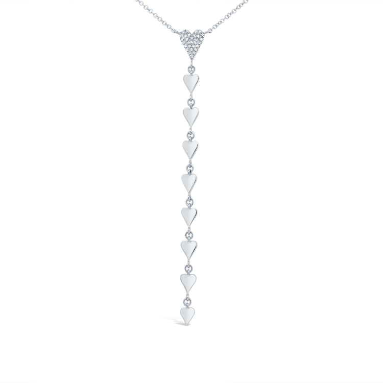 0.07ct 14k White Gold Diamond Heart Lariat Necklace