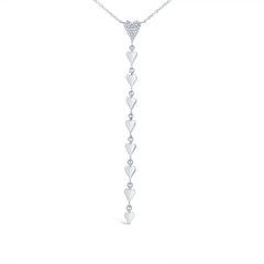 0.07ct 14k White Gold Diamond Heart Lariat Necklace